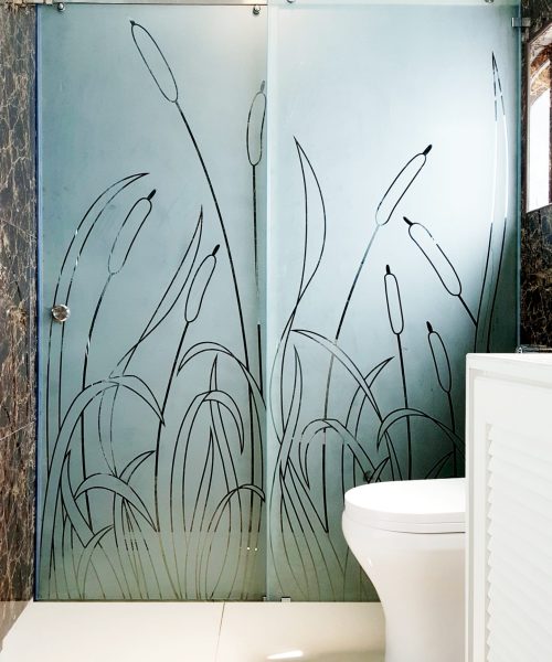 (Milan Series) Wall to wall frameless sliding system with 8mm sandblasted tempered safety glass shower screen