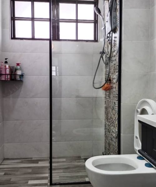 (Oslo Series) Frameless fix panel with 6mm clear tempered glass + black frame 4